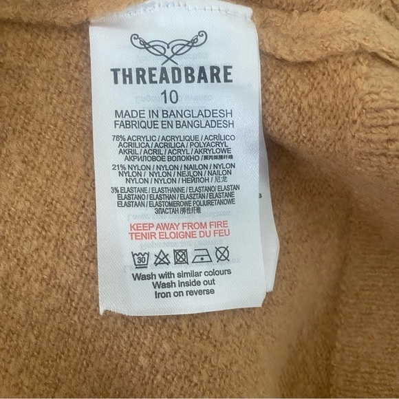 ASOS • Threadbare Longline Soft Camel Cardigan with Tie-belt and Pockets Sz 6NWT - Picture 9 of 10